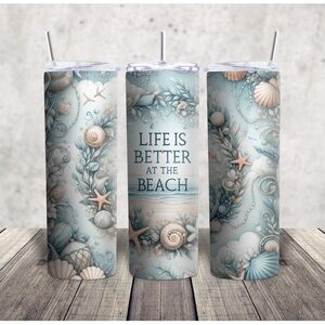 Beach Themed Tumbler with Straw